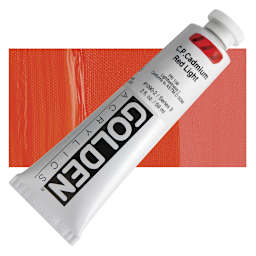 Golden Heavy Body Artist Acrylic - Cadmium Red Light, 2 oz Tube and swatch