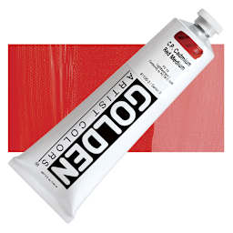Golden Heavy Body Artist Acrylic - Cadmium Red Medium, 5 oz Tube and swatch