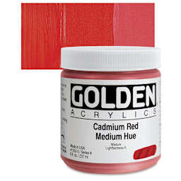 Golden Heavy Body Artist Acrylic - Cadmium Red Medium Hue, 8 oz Jar and swatch
