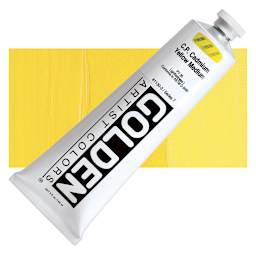 Golden Heavy Body Artist Acrylic - Cadmium Yellow Medium, 5 oz Tube and swatch