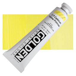 Golden Heavy Body Artist Acrylic - Cadmium Yellow Primrose, 2 oz Tube and swatch