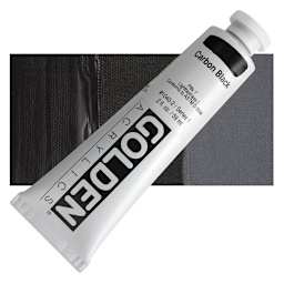 Golden Heavy Body Artist Acrylic - Carbon Black, 2 oz Tube and swatch