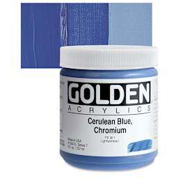 Golden Heavy Body Artist Acrylic - Cerulean Blue Chromium, 8 oz Jar and swatch