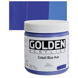 Golden Heavy Body Artist Acrylic - Cobalt Blue Hue, 16 oz Jar and swatch