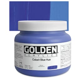 Golden Heavy Body Artist Acrylic - Cobalt Blue Hue, 32 oz Jar and swatch