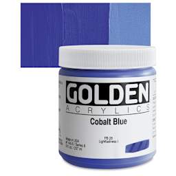 Golden Heavy Body Artist Acrylic - Cobalt Blue, 8 oz Jar and swatch