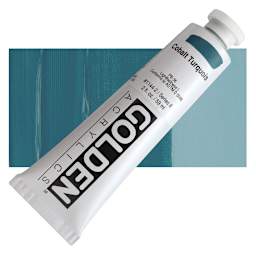 Golden Heavy Body Artist Acrylic - Cobalt Turquoise, 2 oz Tube and swatch