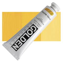 Golden Heavy Body Artist Acrylic - Diarylide Yellow, 2 oz Tube and swatch