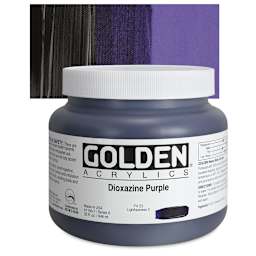 Golden Heavy Body Artist Acrylic - Dioxazine Purple, 32 oz Jar and swatch