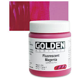 Golden Heavy Body Artist Acrylic - Fluorescent Magenta, 4 oz tube and swatch