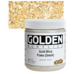 Golden Heavy Body Artist Acrylic - Gold Mica Flake (Small), 8 oz and swatch