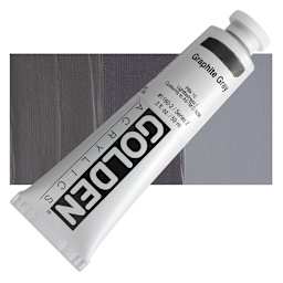 Golden Heavy Body Artist Acrylic - Graphite Gray, 2 oz Tube and swatch