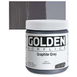 Golden Heavy Body Artist Acrylic - Graphite Gray, 8 oz Jar and swatch