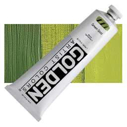 Golden Heavy Body Artist Acrylic - Green Gold, 5 oz Tube and swatch