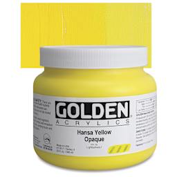 Golden Heavy Body Artist Acrylic - Hansa Yellow Opaque, 32 oz Jar and swatch