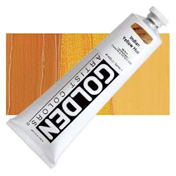 Golden Heavy Body Artist Acrylic - Indian Yellow Hue, 5 oz Tube and swatch