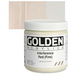 Golden Heavy Body Artist Acrylic - Interference Red (Fine), 8 oz Jar and swatch