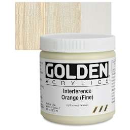 Golden Heavy Body Artist Acrylic - Interference Orange (Fine), 8 oz Jar and swatch