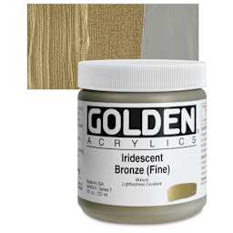 Golden Heavy Body Artist Acrylic - Iridescent Bronze (Fine), 8 oz Jar and swatch