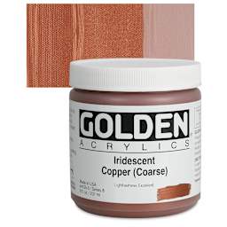 Golden Heavy Body Artist Acrylic- Iridescent Copper (Coarse), 8 oz Jar and swatch