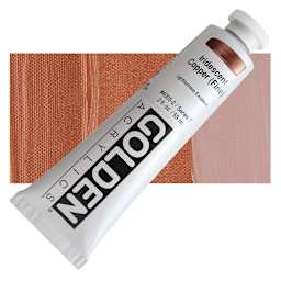Golden Heavy Body Artist Acrylic - Iridescent Copper (Fine), 2 oz Tube and swatch
