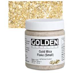 Golden Heavy Body Artist Acrylic - Gold Mica Flake (Small), 4 oz and swatch