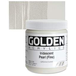Golden Heavy Body Artist Acrylic - Iridescent Pearl (Fine), 8 oz Jar and swatch