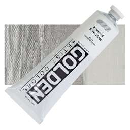 Golden Heavy Body Artist Acrylic - Iridescent Silver (Fine), 5 oz tube and swatch