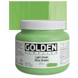 Golden Heavy Body Artist Acrylic - Light Green (Blue Shade), 32 oz Jar and swatch