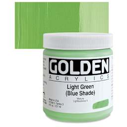Golden Heavy Body Artist Acrylic - Light Green (Blue Shade), 8 oz jar and swatch