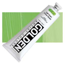 Golden Heavy Body Artist Acrylic - Light Green (Yellow Shade), 5 oz tube and swatch