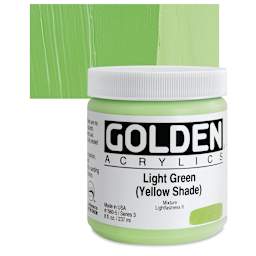 Golden Heavy Body Artist Acrylic - Light Green (Yellow Shade), 8 oz Jar and swatch