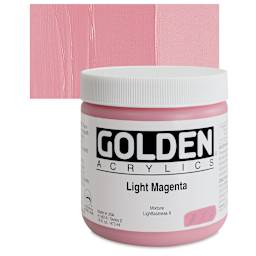 Golden Heavy Body Artist Acrylic - Light Magenta, 16 oz Jar and swatch