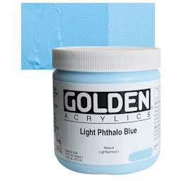 Golden Heavy Body Artist Acrylic - Light Phthalo Blue, 16 oz and swatch