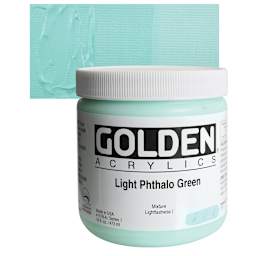 Golden Heavy Body Artist Acrylic - Light Phthalo Green, 16 oz and swatch