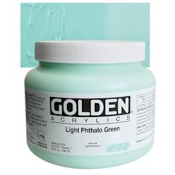 Golden Heavy Body Artist Acrylic - Light Phthalo Green, 32 oz and swatch