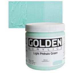 Golden Heavy Body Artist Acrylic - Light Phthalo Green, 8 oz and swatch
