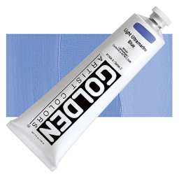 Golden Heavy Body Artist Acrylic - Light Ultramarine Blue, 5 oz tube and swatch