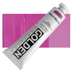 Golden Heavy Body Artist Acrylic - Medium Magenta, 2 oz Tube and swatch