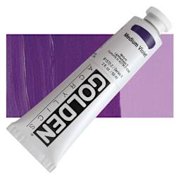 Golden Heavy Body Artist Acrylic - Medium Violet, 2 oz Tube and swatch