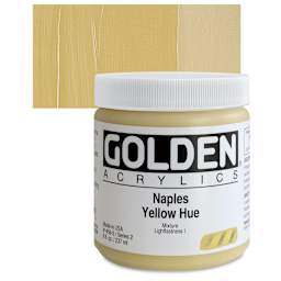 Golden Heavy Body Artist Acrylic - Naples Yellow Hue, 8 oz Jar and swatch