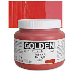 Golden Heavy Body Artist Acrylic - Naphthol Red Light, 32 oz Jar and swatch