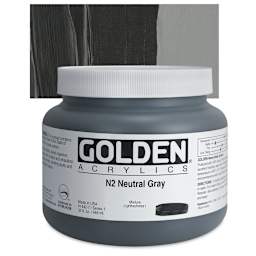 Golden Heavy Body Artist Acrylic - Neutral Gray N2, 32 oz Jar and swatch