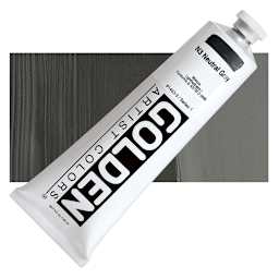 Golden Heavy Body Artist Acrylic - Neutral Gray N3, 5 oz tube and swatch