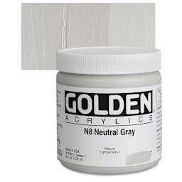 Golden Heavy Body Artist Acrylic - Neutral Gray, 8 oz jar and swatch