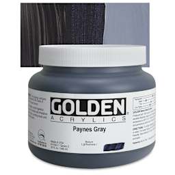Golden Heavy Body Artist Acrylic - Paynes Gray, 32 oz Jar and swatch