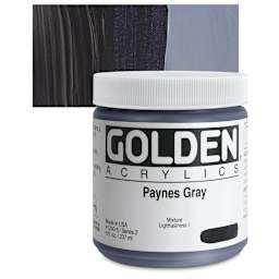 Golden Heavy Body Artist Acrylic - Paynes Gray, 8 oz Jar and swatch