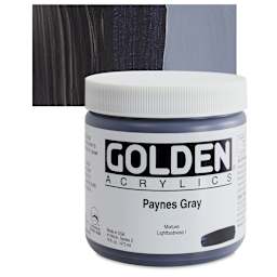 Golden Heavy Body Artist Acrylic - Paynes Gray, 16 oz Jar and swatch