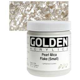 Golden Special Iridescent Acrylics - Pearl Mica Flake (Small), 8 oz jar and swatch