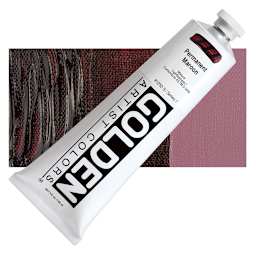Golden Heavy Body Artist Acrylic - Permanent Maroon, 5 oz Tube and swatch